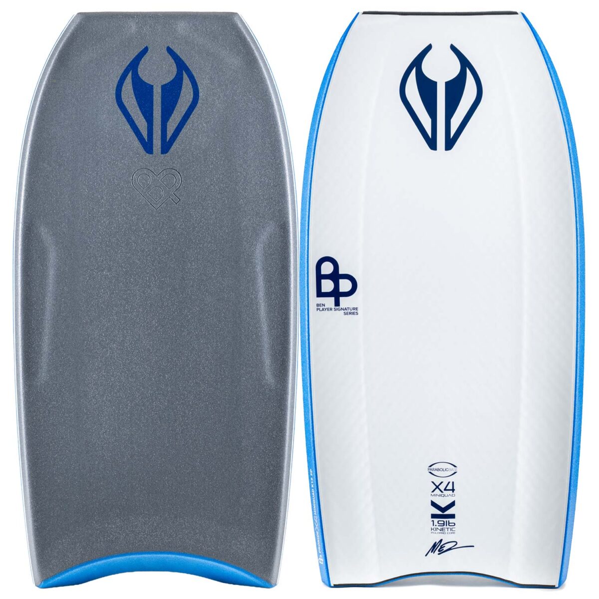Bodyboard PP NMD Ben Player ProRide X4 MiniQuad K19 Crescent GunMetal Grey - White